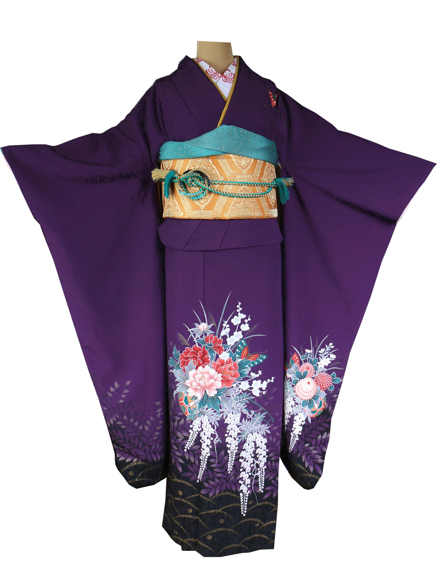 fr-07　露芝に牡丹・梅・藤模様