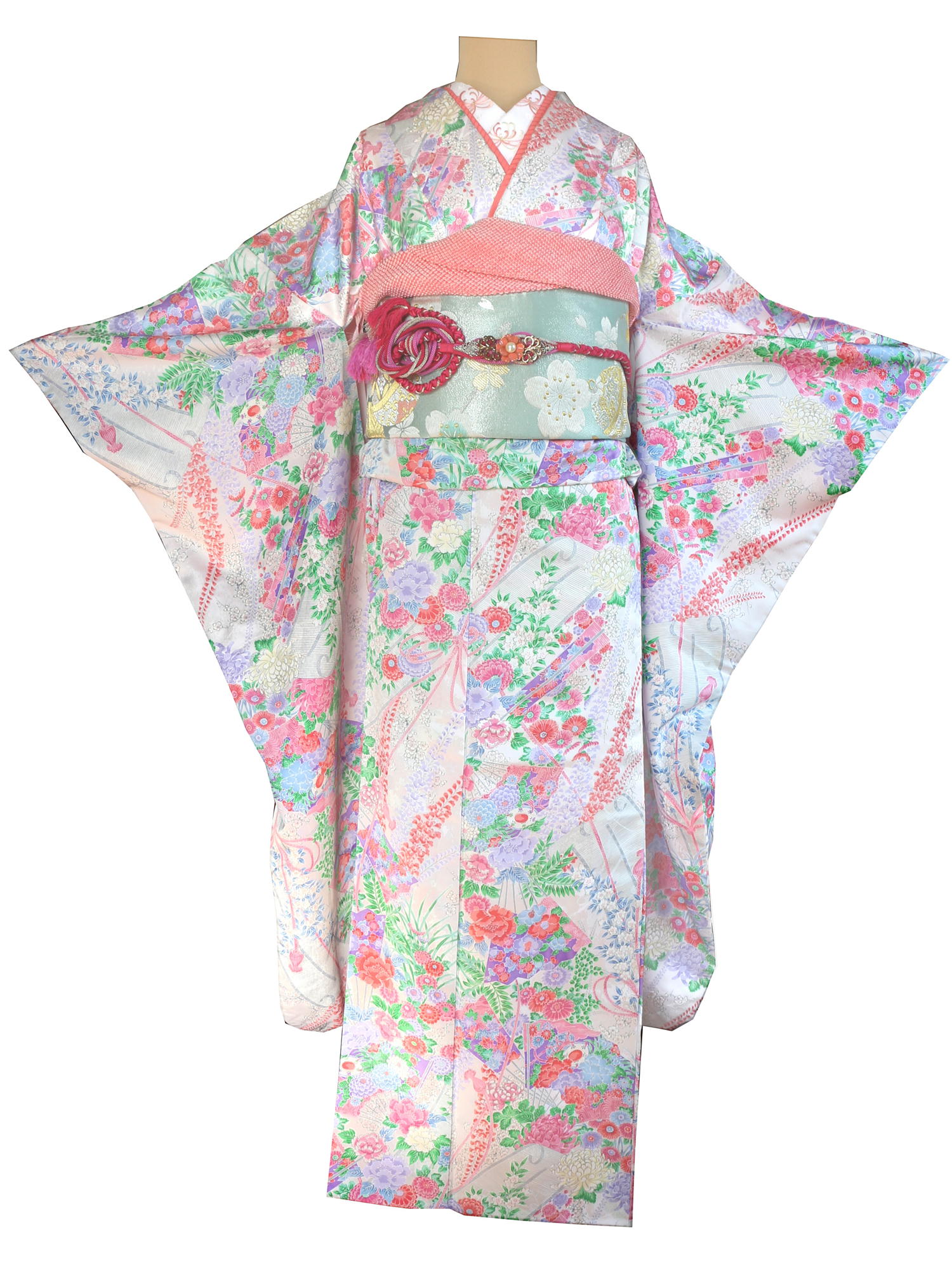 fr-11　扇に御簾と四季の花模様